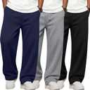 3 Pack Boys Sweatpants Straight Leg Athletic Open Bottom Joggers Lightweight Drawstring Kid Pants with Pockets (X-Large, Black, Navy Blue, Gray)