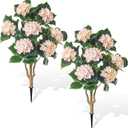 2 Pack Artificial Hydrangea Trees with Spikes 3 ft Faux Hydrangea Flower UV Resistant Spring Summer Floral Blooming Bush for Indoor Outdoor Wedding Front Door Porch Garden Backyard(White)