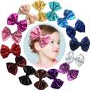 CLLOT Party Festival Baby Girls Sparkling Bows Clips 15PCS Glitter Sequins 4" Hair Bows Alligator Hair Clips for Girls Baby Children Toddlers