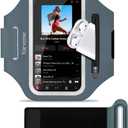 2 x Arm Band for Phone for Running, Phone Holder for Running for iPhone & Samsung Galaxy, Cell Phone Armband Holder for Walking, Gym, Workout, w/Adjustable Strap & Zipper Pocket (Grey-S) (S-5.4'': iPhone SE&13 mini&12 mini&8&7)