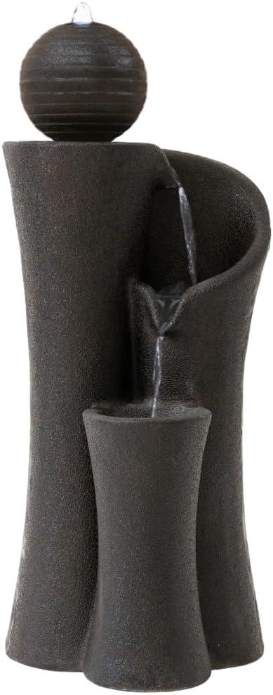 XBrand 41" Modern Sphere Curve Cascading Fountain, Resin (Brown)