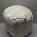 Waterproof Round Stuffed Pouf Ottoman, Indoor Outdoor Pouf Foot Stool Beige