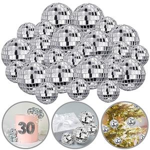 45 PCS 0.78Inch 1.18Inch Disco Ball Cake Decoration Ornaments Reflective Mirror Ball Cake Decoration 70s Disco Themed Party Decoration for Christmas Tree Dance Music
