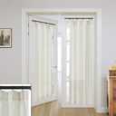 French Door Curtain Panel,Sheer Privacy Patio Door Curtain Linen Boho Farmhouse Sliding Pinch Pleated Curtains for Front Door Glass Window Sidelight,26 x 68 Inch Length (Natural)