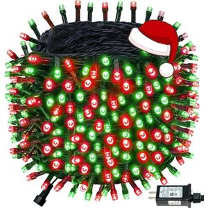 Connectable 240LED 88Ft 13Modes Christmas String Lights Indoor Outdoor | Extendable Green Wire Red & Green Christmas Tree Lights with Timer | Twinkle Fairy Light Plug in for Xmas Tree(Red & Green)