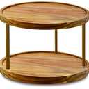 10" Two-Tier Acacia Wood Lazy Susan Organizer Kitchen Turntable for Cabinet Pantry Table Organization