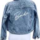 Pearl Bride Denim Jacket Custom Mrs Bride Bachelorette jacket Hen party gift (S)