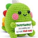 2 x Dad Gifts for Fathers Day - Dinosaur Crochet with Message for Daddysaurus - Father's Day, Birthday Gifts for Men from Son, Daughter, Wife - Best Dad Ever Gift 2026