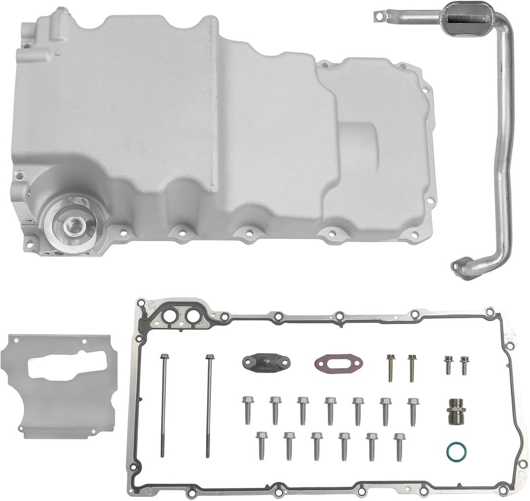 302-2 LS Oil Pan Kit Fits for LS1 LS2 LS3 LS6 5.7L 5.3L 6.5L Engine Chevy Camaro Nova Pontiac Ventura Oldsmobile Omega GM F-body G-body Aluminum Swap Retrofit Oil Pan Kit