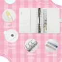 Aesthetic A5 6 Ring Binder Refillable Notebook Budget Binder Magnet Closure Fabric Pink Peach Blossom Binder 5.5 x 8.5 Loose Leaf Planner with 7 Tabbed Dividers for Women School Office