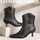 Kitten Heel Ankle Boots for Women Cowgirl Boots Womens Cowboy Booties Pointed Toe Dress Western Short Shoes (7, Black)