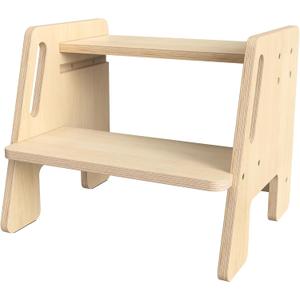 Toddler 2 Step Wooden Stool  Sturdy Step Ladder for Bathroom, Kitchen & Home Use, Non-Slip Base, Lightweight, Stylish Wood Grain Finish, Ideal for Kids to Reach High Shelves & Sink