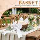 LemonRoad 1 Pcs Flower Girl Basket Wicker Rattan Small Flower Girl Baskets with Large White Ribbon Bow and Handle Retro Decoration Hand Woven for Wedding Candy Storage Picnic Home (Classic Style)