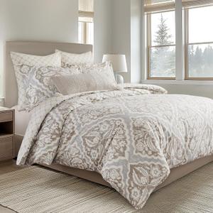 Levtex Home - Becker Taupe Comforter Set - King Comforter + Two King Pillow Cases - Ikat - Taupe, Grey and Cream - Comforter (106 x 94in.) and Pillow Cases (36 x 20in.) - Cotton