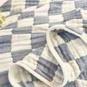 6-Layer Gauze Muslin Blanket 100% Cotton Blue Checkerboard King Size 90"x104" Cooling Throw Blanket Lightweight Soft and Breathable Cozy Blanket Bed Coverlet Both Sides (Blue Checkerboard, King)