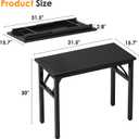 Need 31.5 Inch Folding Computer Desk for Small Spaces, Black Study Foldable Writing Table for Home Office, Bedroom, Dorm Room & Student, No Assembly