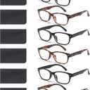 BLOEXCLU 6 Pack Reading Glasses for Women Men Blue Light Blocking Spring Hinge Computer Readers, Anti Eyestrain/ Glare (6 Mixed C7, 1.5, Diopters)