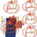 12 Pcs Thanksgiving Wooden Grateful Plates Decor Thanksgiving Table Decor Pumpkin Wood Cutout Place Cards Sign Place Setting Thankful Blessed Sign for Farmhouse Home
