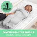 SwaddleMe by Ingenuity Compression Baby Swaddle Pod, Two-Way Zipper for Easy Diaper Changes, Improves Sleep & Calms Startle Reflex, 0-2 Months, 1.0 TOG, 1-Pack - Scribble Elephant