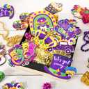 36pcs Mardi Gras Ornaments for Tree,Wooden Purple Yellow Green Hanging Decorations Car Crown Mask Gnome Decor Home Carnival Holiday Party Favors
