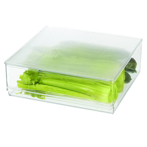 Oggi Fingergrip Lid Storage Bin, 12" x 12" x 4", Clear