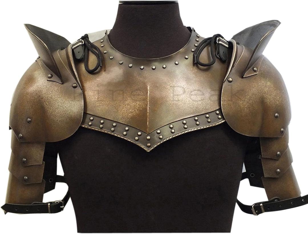Medieval Warrior Pauldrons Shoulder Armor Gorget LARP Cosplay Knight Armor Crusader Costume