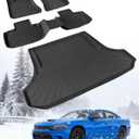 Floor Mats & Cargo Liner for Dodge Charger 2011-2023: Charger RWD/for Chrysler 300 RWD Custom Fit All Weather TPE Rubber Car Floor Mats, 4PCS Set Black Waterproof Carpet Protection Accessories