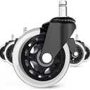 Office Chair Caster Wheels Set of 5 Heavy Duty & Safe for All Floors Including Hardwood 3" Rubber Replacement for Desk Floor Mats