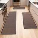 Kitchen Mat Set of 3 Non-Slip, Super Absorbent Microfiber Rugs for Sink & Stove Machine Washable Floor Mats (Black, 17.3" x 30" + 17.3" x 47" + 17.3" x 60")