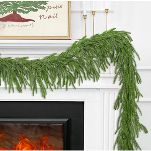 2 Pcs 9FT Christmas Norfolk Pine Garland,Realistic Cedar Garland Artificial Pine Cypress Vines,Greenery Garlands for Holiday Xmas Indoor Mantle Decor