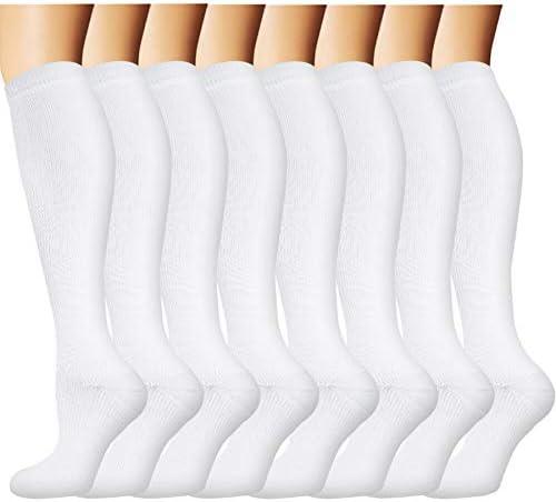 Graduated Copper Compression Socks for Men & Women Circulation 8 Pairs 15-20mmHg - Best for Running Athletic Cycling