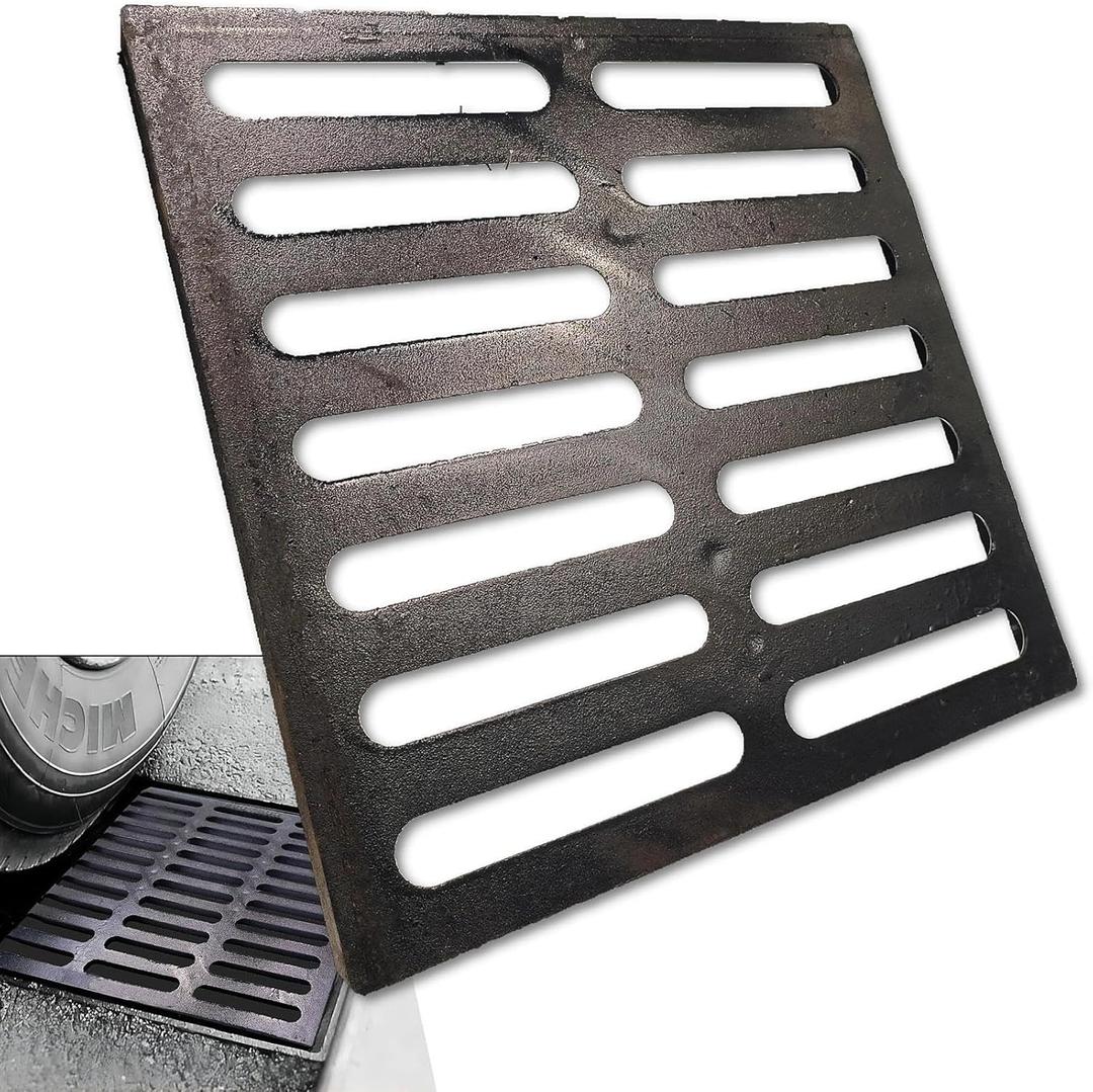 Cast Iron Drain Grate 16x16 in for Vodaland Catch Basin, B-Class 28100 lbs Heavy-Duty Driveway Channel Cover, Outdoor Trench Drainage Grate, Square Metal Sewer Cover (True 15.4x15.4)