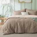 Bedsure Queen Size Comforter Set, Reversible Khaki Soft Prewashed Bedding for All Seasons, 3 Pieces Warm Down Alternative Bed Set, 1 Lightweight Comforter (90"x90") and 2 Pillowcases (20"x26")