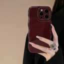 FABSPARK Phone Case for iPhone 16 Pro Case,Simple Wave Design Wavy Frame Soft Silicone Aesthetic for iPhone 16 Pro,Wine Red