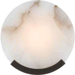 1-Light Black Modern Wall Sconces for Bedroom, Round Sconce Wall Light Fixture for Bathroom, Alabaster Sconce Lighting for Living Room, 1 Pack