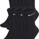 Nike Unisex Adult Everyday Cushioned Training Ankle Socks (6-Pack) (Medium, Black/White)
