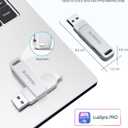 MFi Certified 256GB Flash Drive for iPhone Photo Stick, USB Memory Stick High Speed iPhone Flash Drive, External Memory Storage USB Stick Thumb Drive for iPhone/iPad/Android/PC (Metallic Silver)