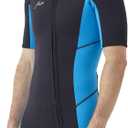 Hevto Wetsuits Men 2mm Neoprene Front Zip Shorty Wet Suit in Cold Water for Swimming Surfing Diving Snorkeling Paddle Boarding (M3-Blue, XL)