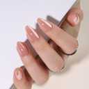 Nude Press On Nails Almond Fake Nails - Maigitur Short Stick On Nails for Women, Chrome Glue On Nails in 16 Sizes - 32 Soft Gel False Nails Manicure Kit(Nude Chrome Clear)