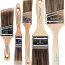 Pro Grade, Paint Brushes, 5-Piece, Paint Brush Set: Flat & Angle Brushes for Latex and Oil Paints, Stains, Interior & Exterior Home Improvement