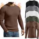 Oakgarden 5 Pack Men's Cotton Thermal Shirts Long Sleeve Ribbed Crewneck Tops Slim Fit Underwear Winter Base Layer Multipack M