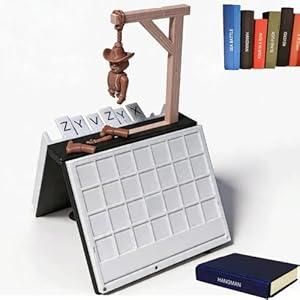 PlayBook'd - Hangman Game Magnetic Cowboy, Book Board Games, Books Turn into Chess, Four in a Row, Sea Battle, Backgammon, Mancala, Checkers, Shut The Box, Decorative Bookshelf Strategy Game