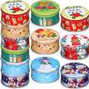 Yaomiao 18 Pack Christmas Cookie Tins with Lids for Gift Giving Small Xmas Tin Containers Round Metal Christmas Tins Empty Cookie Jar for Gift Giving Holiday Party Favors (Classic Style)