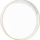 MAONAME White Decorative Tray for Coffee Table, Modern Round Serving Tray with Handles, 13" Plastic Tea Trays for Ottoman, Bathroom Decor