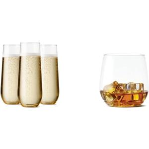 TOSSWARE POP Premium Quality Unbreakable Plastic Champagne and Cocktail Glasses Bundle (48 Count)