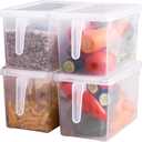 Sooyee Fridge Organizer,4 Pack Refrigerator Organizer Bins,Fridge Organizers and Storage Clear with Handle & Lid,Fruit Containers for Fridge,Fridge Storage To Keep Fresh for Food, Vegetables,5L (Clear no Drain Tray(5L))