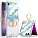 Galaxy Z Flip 7 Case with Screen Protector Hinge Protection Clear for Samsung Flip 7 Case with Kickstand Protective Cover for Samsung Galaxy Z Flip 7 5G (2025) - Clear