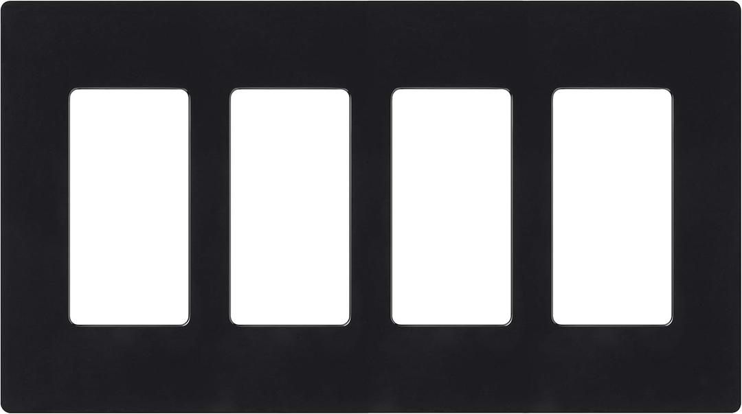 Lutron Claro Light Switch Cover Plate, 4 Gang Wallplate, for Decorator Light Switches, Rocker Light Switch Cover, Outlet Cover, Screwless Switch Plate Cover, Gloss, CW-4-BL, Black (1 Pack)