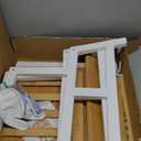 COSYLAND Toddler Kitchen Stool Helper  Stable A-Frame Design Kids Kitchen Step Stool with Protective Crossbar  Wooden Toddler Standing Tower for Learning in Bathroom (White & Natural)