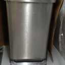 Amazon Basics Dual Compartment Recycling Trash Can with Soft-Close Lid and Removable Liner Buckets, 60 Liters, Rectangular, Grey, Silver